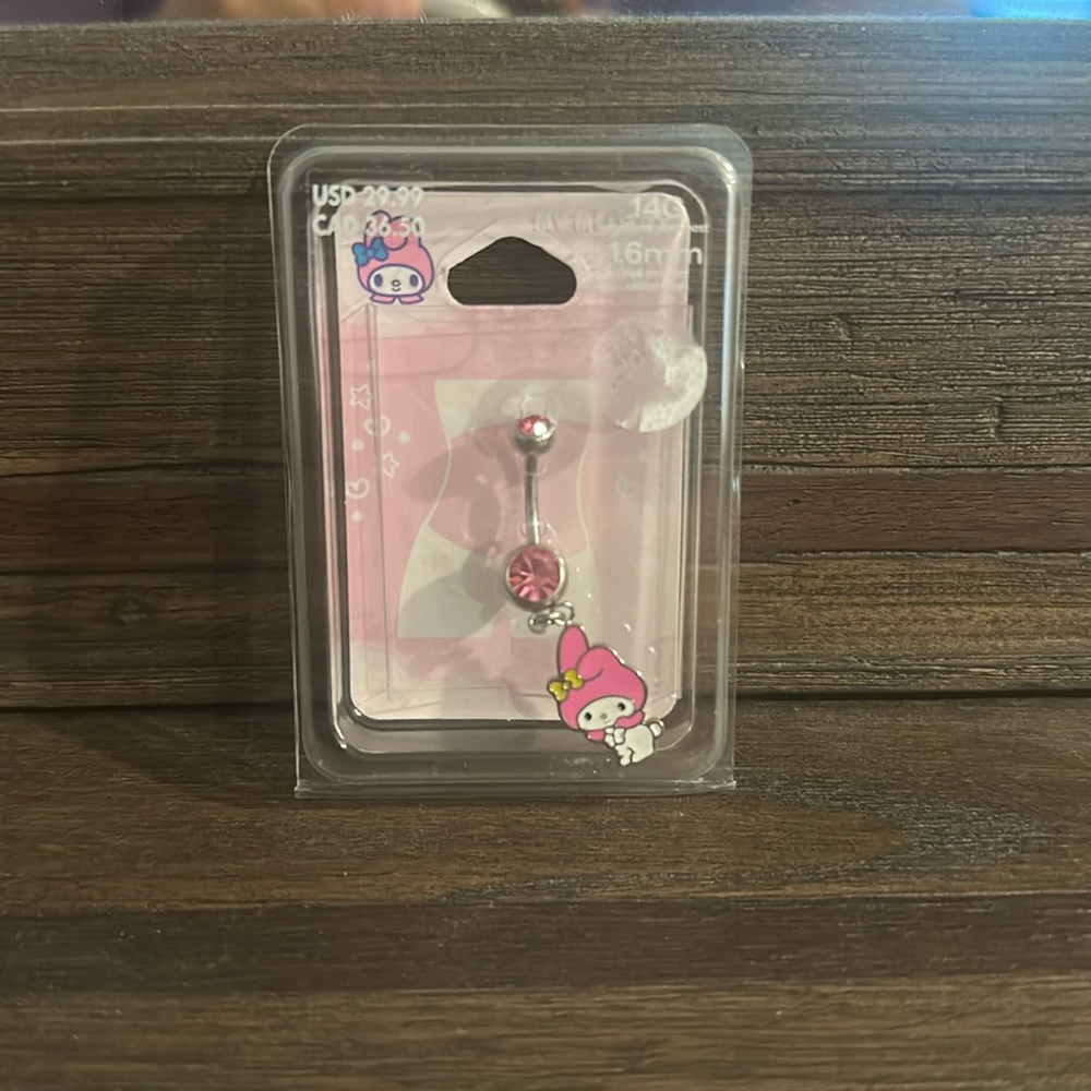 Hello Kitty & Friends My Melody 14g Pink Crystal Belly Bar Navel Ring Accessory